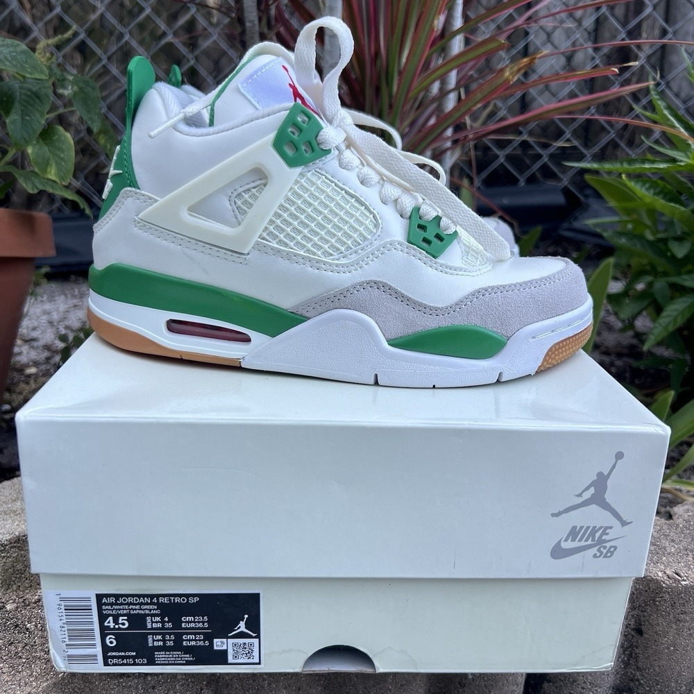 USED Nike SB Air Jordan 4 Retro SP Pine Green gum white DR5415-103 4.5